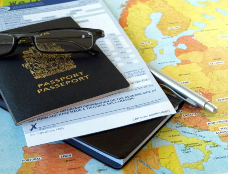passports and map